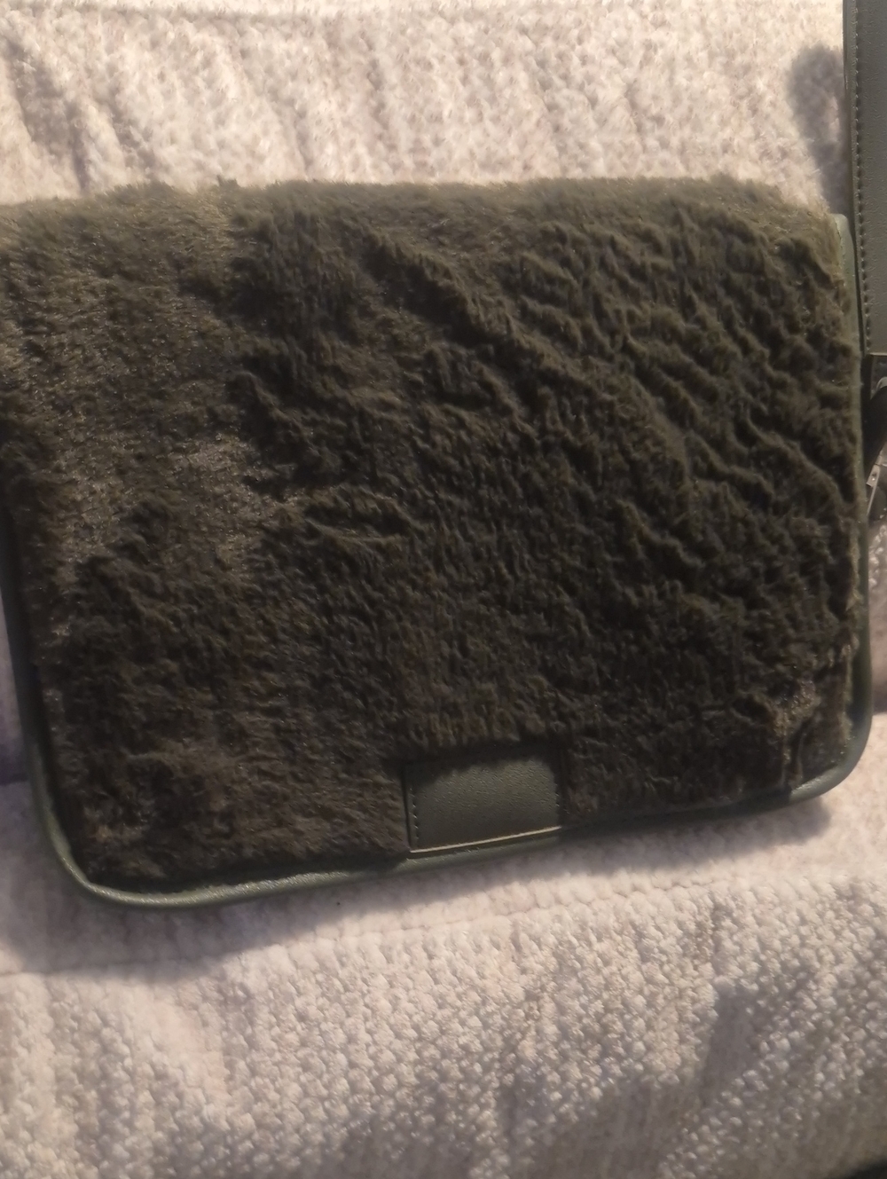 Furry Tablet Sleeve in Dark Green